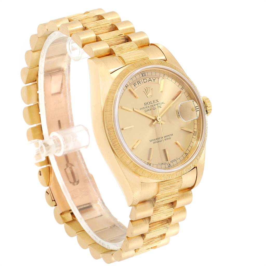 Rolex President Day-Date 36 Yellow Gold Bark Finish Mens Watch 18078 ...