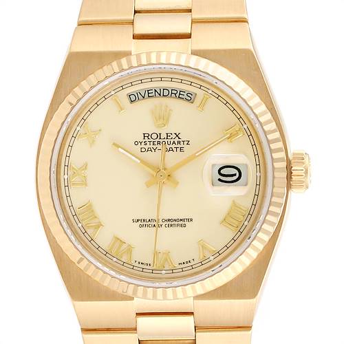 Photo of Rolex Oysterquartz President Yellow Gold Ivory Dial Mens Watch 19018