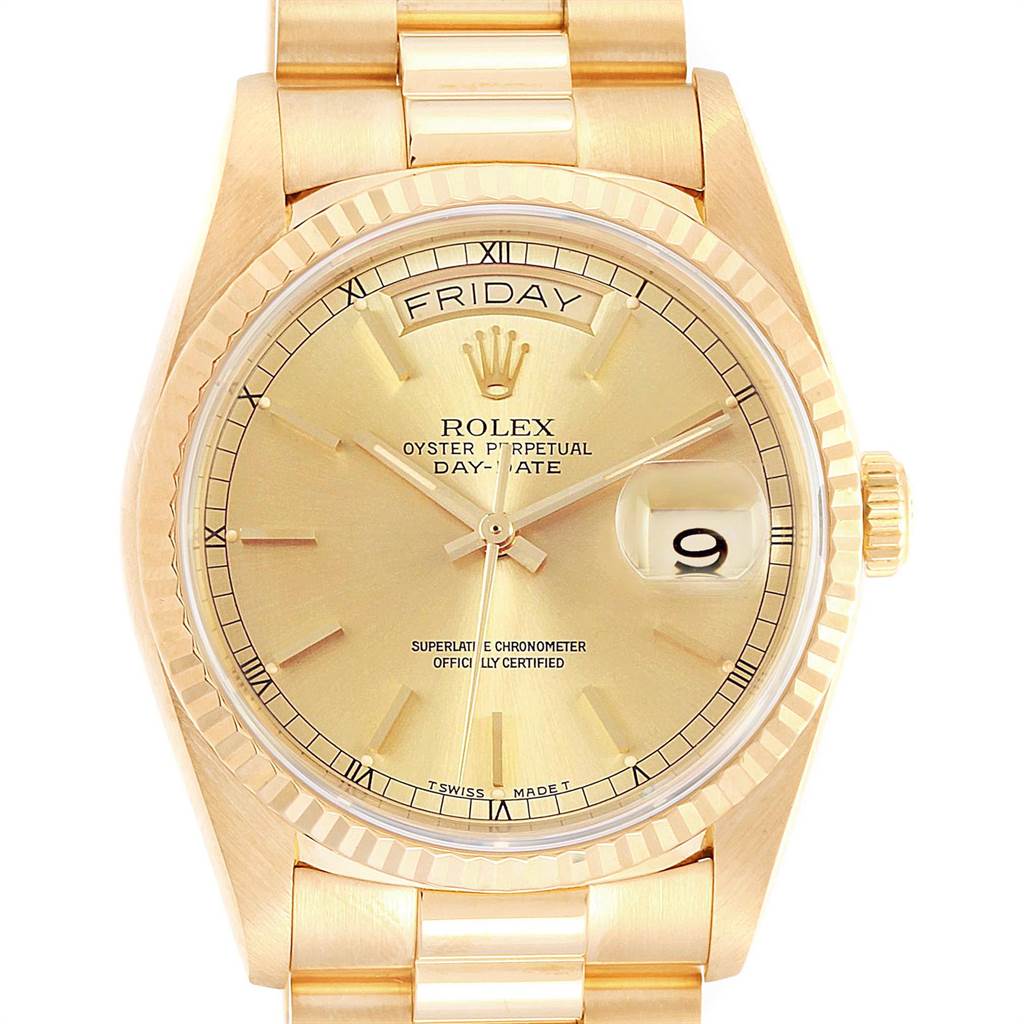 Rolex President Day-Date 36 Yellow Gold Champagne Dial Mens Watch 18238 ...