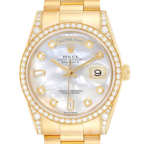 Photo of Rolex President Day-Date Yellow Gold Diamond MOP Mens Watch 118388