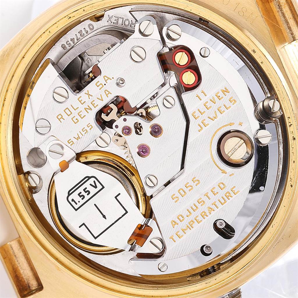 This image shows the internal mechanical parts of a Rolex President 19018 Men
s Yellow Gold Champagne Dial 19018 Men
s Yellow Gold Champagne Dial model watch, viewed from the back.