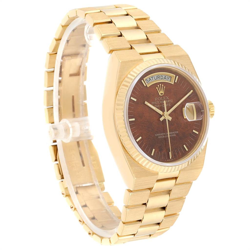 Rolex Oysterquartz President Day Date Yellow Gold Burlwood Watch 19018 ...