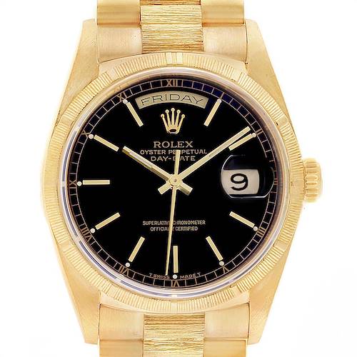 Photo of Rolex President Day-Date 36 Yellow Gold Bark Finish Mens Watch 18078