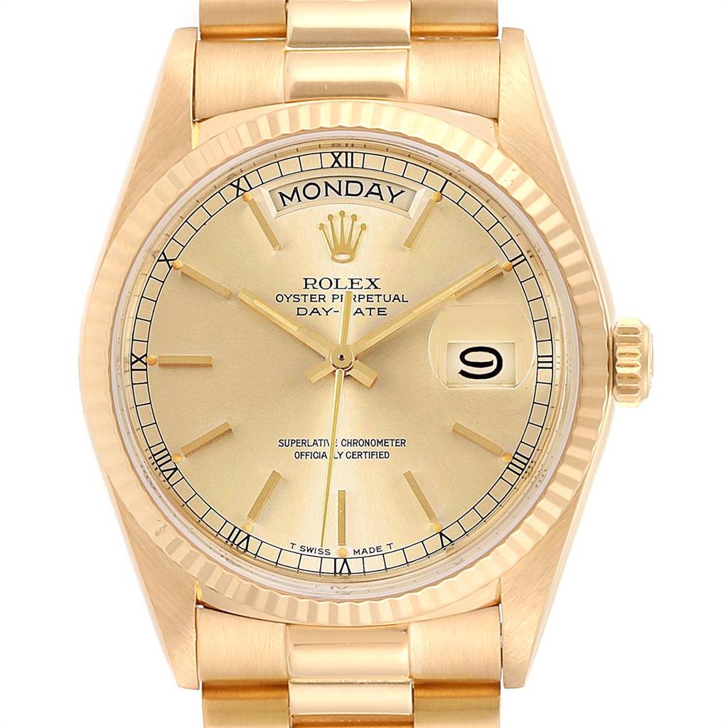 Rolex President Day-Date 36mm Yellow Gold Mens Watch 18038 | SwissWatchExpo