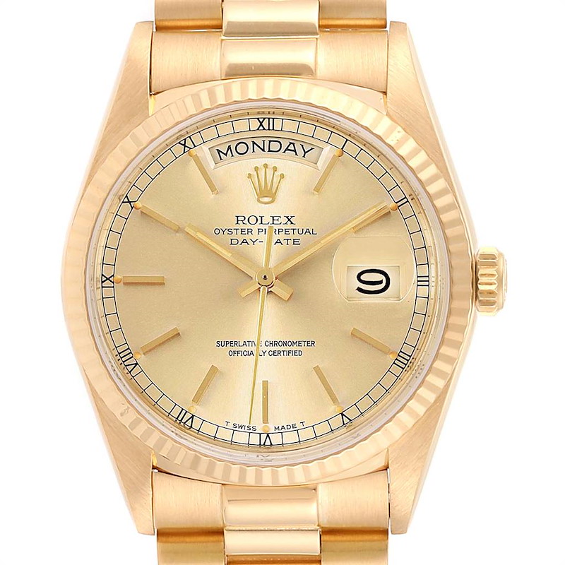 Rolex President Day-Date 36mm Yellow Gold Mens Watch 18038 SwissWatchExpo