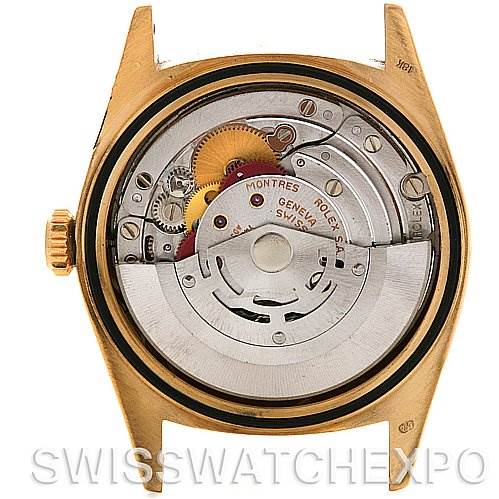 This image shows the internal mechanism of the Rolex President 18238 Men's Yellow Gold White Dial 18238 Men's Yellow Gold White Dial model watch from a rear angle.