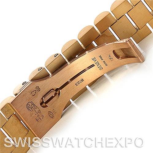 The image shows the underside of the clasp and bracelet links of the President model by Rolex.