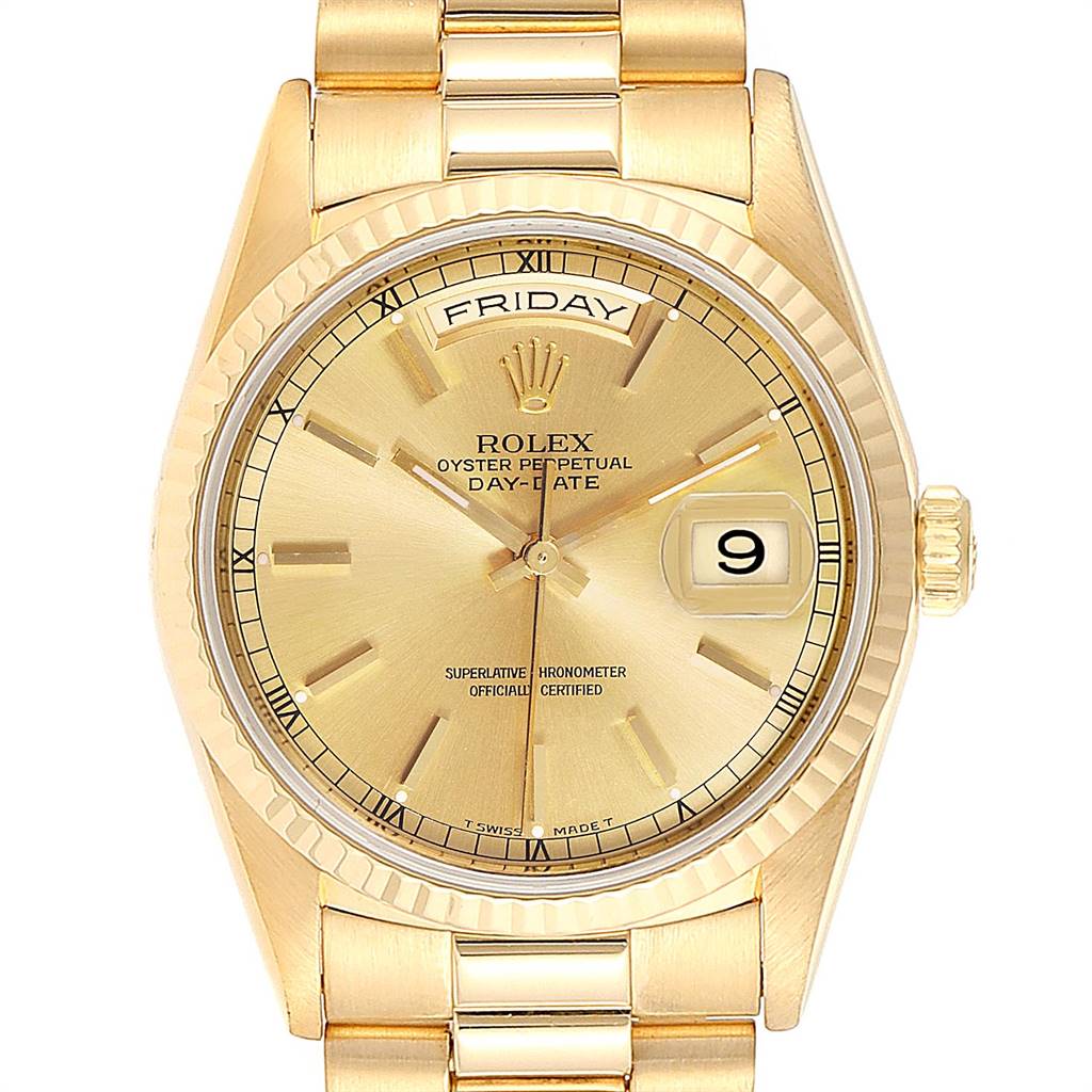 Rolex President Day-Date 36 Yellow Gold Mens Watch 18238 Box Papers ...