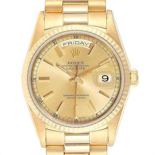 Photo of Rolex President Day-Date 36 Yellow Gold Mens Watch 18238 Box Papers