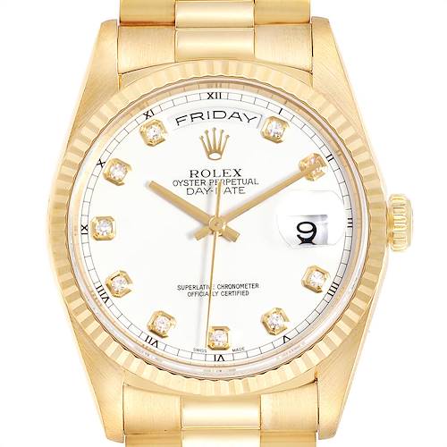 Photo of Rolex President Day-Date Yellow Gold Diamond Dial Mens Watch 18238