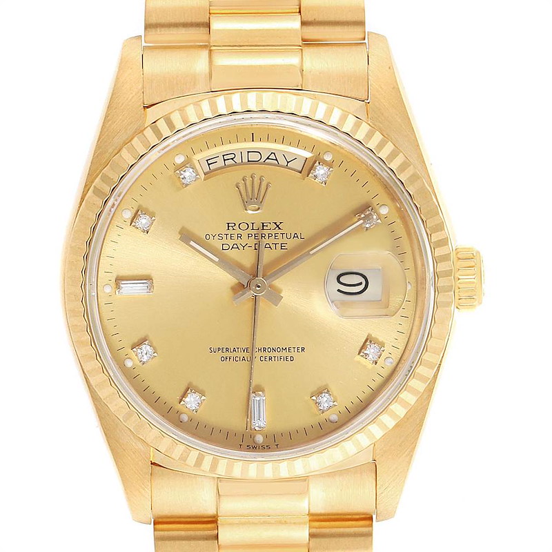 Rolex President Day-Date 18k Yellow Gold Diamond Watch 18038 PARTIAL PAYMENT SwissWatchExpo