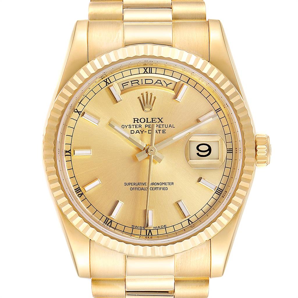 Rolex President Day Date 36 18K Yellow Gold Mens Watch 118238 Box Card ...