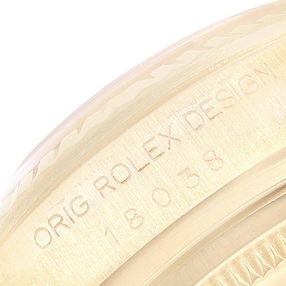 This image shows a close-up of the case edge with model engraving on the President model by Rolex.