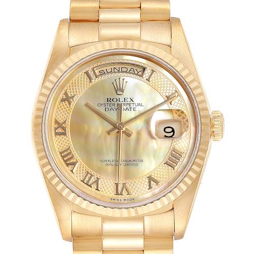 Photo of Rolex President Day-Date Yellow Gold Decorated MOP Dial Mens Watch 18238