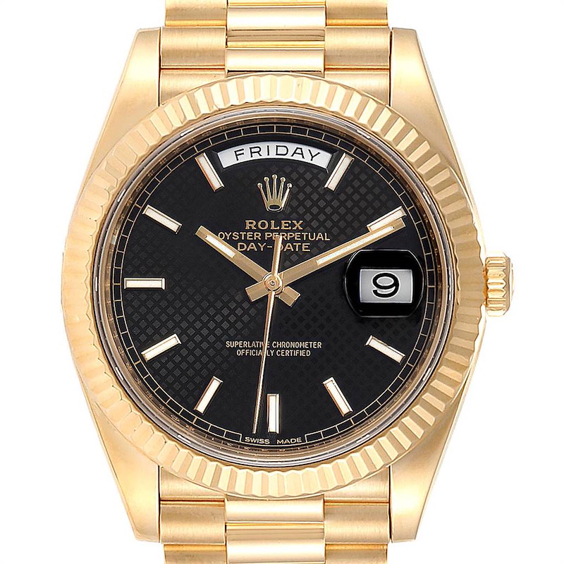 Rolex President Day-Date 40 Black Dial Yellow Gold Watch 228238 Box Card SwissWatchExpo