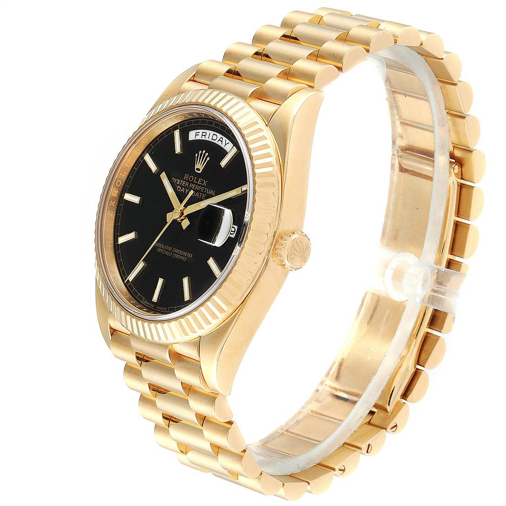 Rolex President Day-Date 40 Black Dial Yellow Gold Watch 228238 Box ...