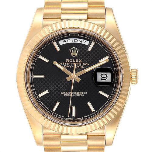 Photo of Rolex President Day-Date 40 Black Dial Yellow Gold Watch 228238 Box Card