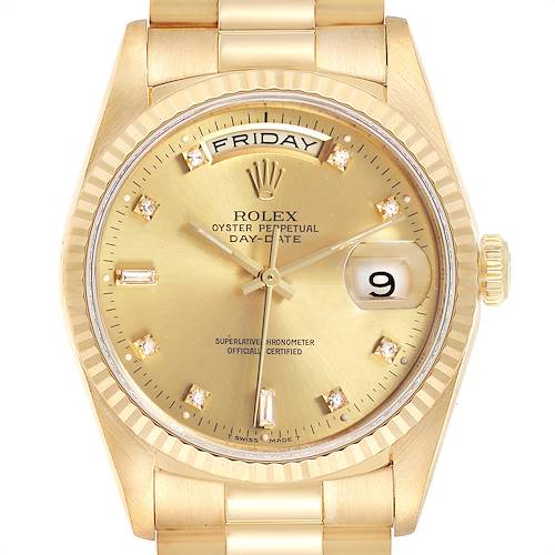 Photo of Rolex President Day-Date 36mm Yellow Gold Diamond Mens Watch 18238