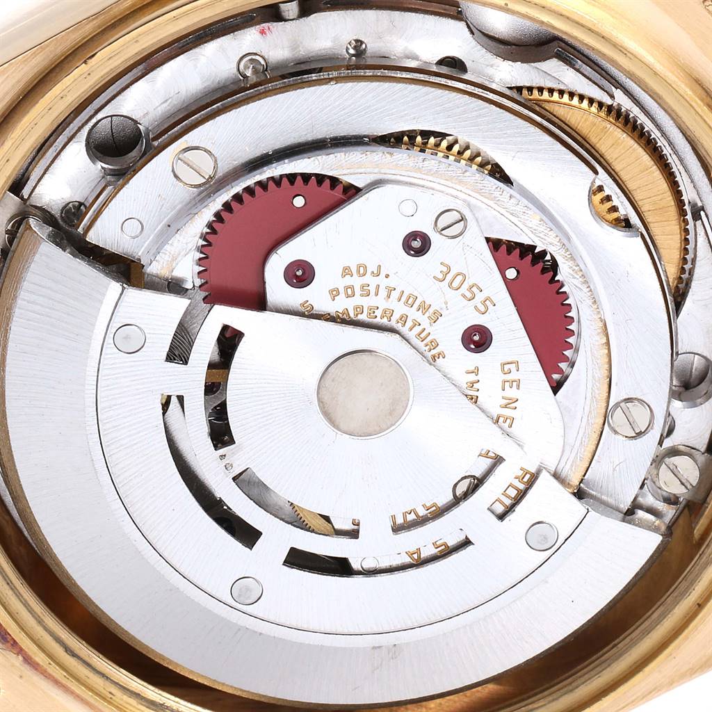 This image shows the internal movement mechanism of a Rolex President 18038 Men
s Yellow Gold Champagne Dial 18038 Men
s Yellow Gold Champagne Dial model watch.