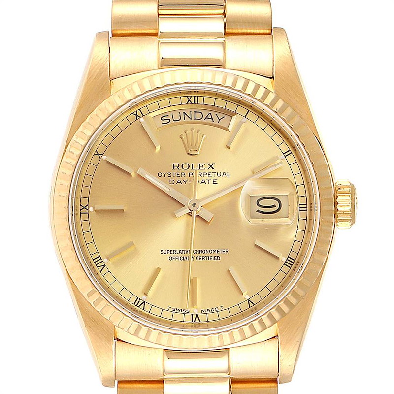Rolex President Day-Date 36mm Yellow Gold Mens Watch 18038 SwissWatchExpo