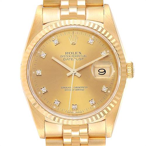 Photo of Rolex Datejust 36 Yellow Gold Diamond Dial Automatic Mens Watch 16238 Unworn