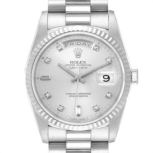Photo of Rolex President Day-Date 36mm White Gold Diamond Mens Watch 18239
