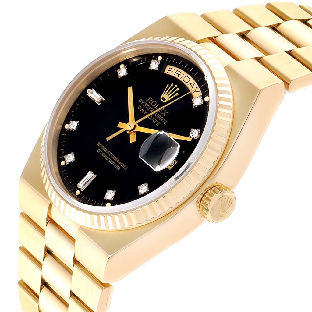Rolex Oysterquartz President Day-Date Yellow Gold Diamond Watch 19018 ...