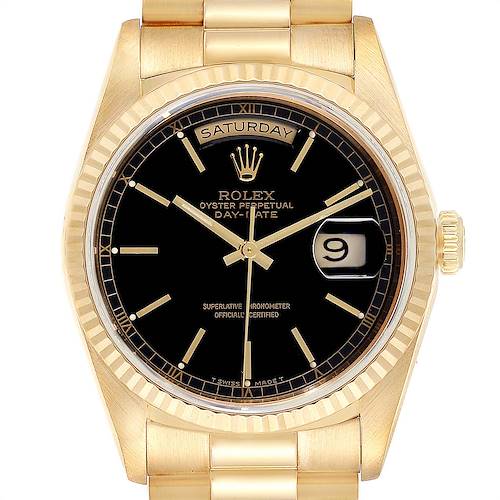 Photo of Rolex President Day-Date 36 Yellow Gold Black Dial Mens Watch 18238