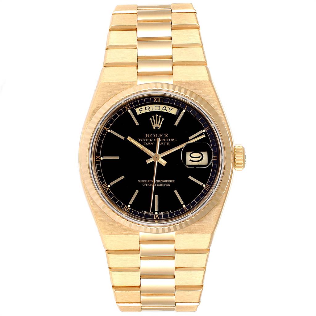 Rolex Oysterquartz President Yellow Gold Black Dial Wheel Watch 19018 ...