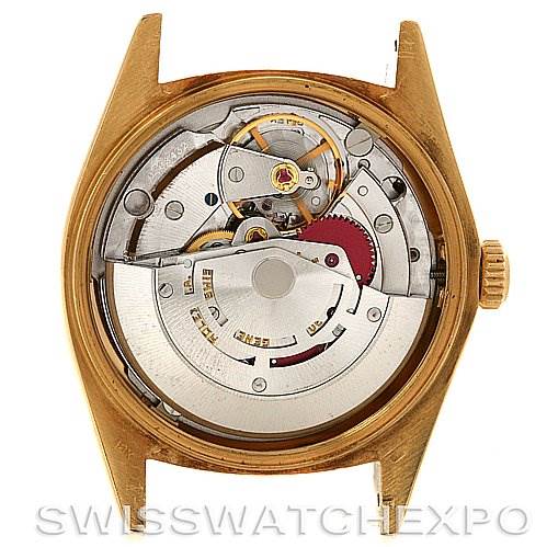 This image shows the inner workings and movement of a Rolex President 18038 Men
s Yellow Gold Champagne Dial 18038 Men
s Yellow Gold Champagne Dial model watch from the back.