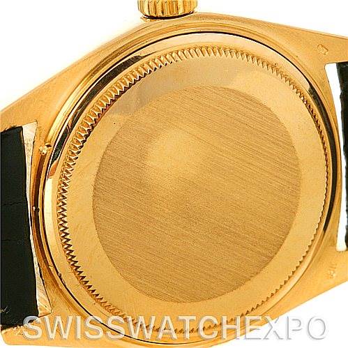 This image shows the case back and lugs of a Rolex President 1803 Men's Yellow Gold White Dial 1803 Men's Yellow Gold White Dial model watch from a rear angle.