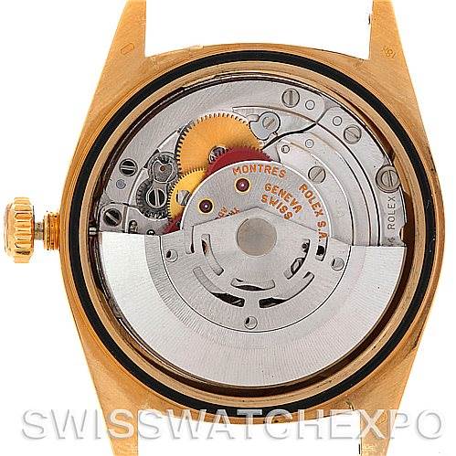 This image shows the internal mechanism and movement of a Rolex President 16238 Men's Yellow Gold White Dial 16238 Men's Yellow Gold White Dial watch, highlighting its intricate components.