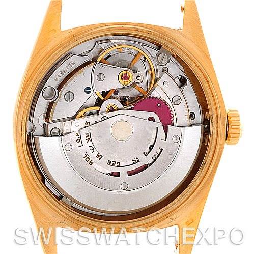 This image shows the internal mechanism of a Rolex President 18078 Men's Yellow Gold Champagne Dial 18078 Men's Yellow Gold Champagne Dial model watch from the back angle.