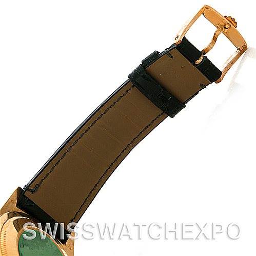 The image shows the buckle and a portion of the strap of a Rolex President 18238 Men's Yellow Gold Grey Dial 18238 Men's Yellow Gold Grey Dial model watch from an angled view.