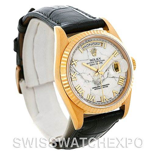 Rolex President Mens 18k Yellow Gold Marble Dial Watch 18238 SwissWatchExpo