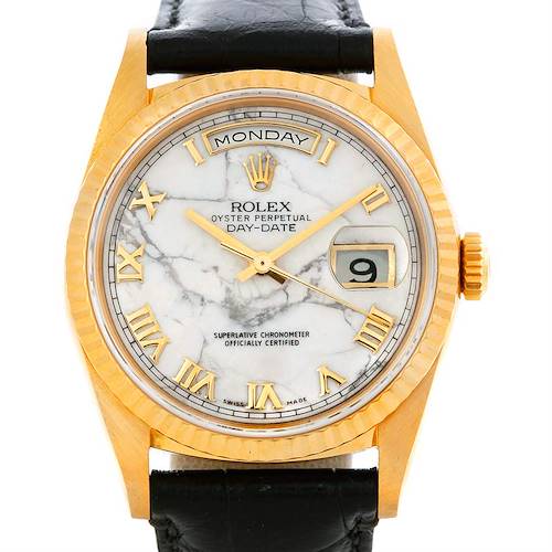 Photo of Rolex President Mens 18k Yellow Gold Marble Dial Watch 18238