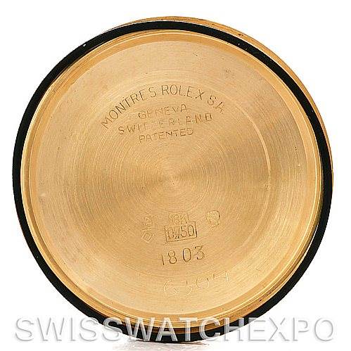 This image shows the inside back case of a President model Rolex watch.