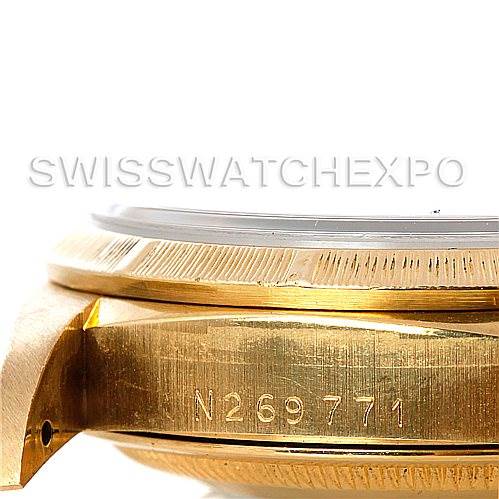 This image shows a close-up side view of the Rolex President 18248 Men's Yellow Gold Champagne Dial 18248 Men's Yellow Gold Champagne Dial model watch case and part of the bezel.