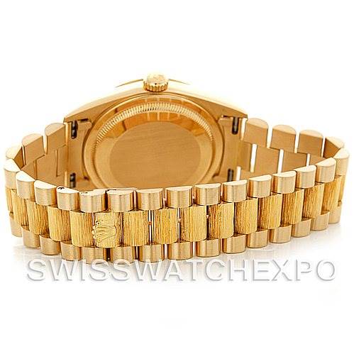 This image shows the back view of a Rolex President 18248 Men's Yellow Gold Champagne Dial 18248 Men's Yellow Gold Champagne Dial model watch, focusing on the case and bracelet.