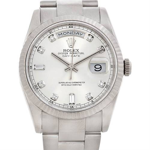Photo of Rolex President 118239 Mens 18k White Gold Diamond Watch