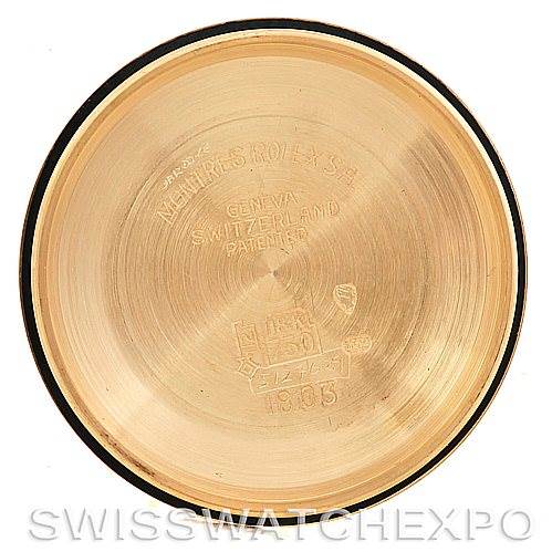 The image shows the inside case back of a Rolex President 1803 Men's Yellow Gold White Dial 1803 Men's Yellow Gold White Dial watch.