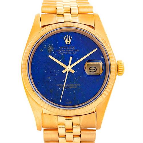 Photo of Rolex President Vintage 18k Yellow Gold Lapis Dial Watch 16018