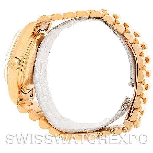 The image shows a side view of a Rolex President 18038 Men's Yellow Gold Champagne Dial 18038 Men's Yellow Gold Champagne Dial model watch, highlighting the band and side of the case.