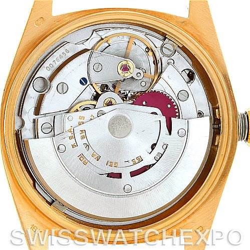 The image shows the internal mechanical movement of a Rolex President 18038 Men's Yellow Gold Champagne Dial 18038 Men's Yellow Gold Champagne Dial watch, viewed from the back.