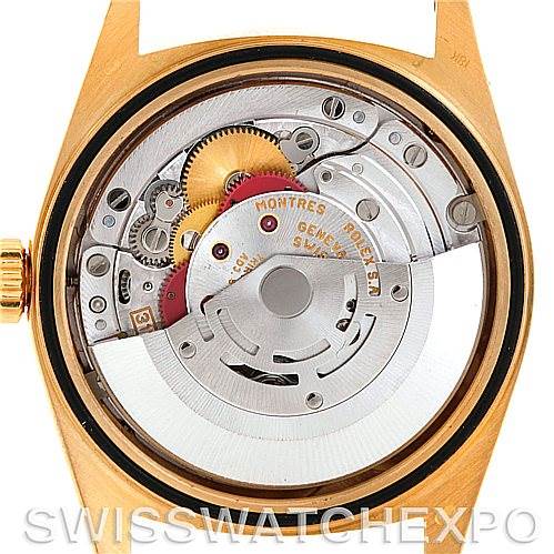 This image shows the movement mechanism of a Rolex President 18238 Men
s Yellow Gold Champagne Dial 18238 Men
s Yellow Gold Champagne Dial model watch from a rear view.