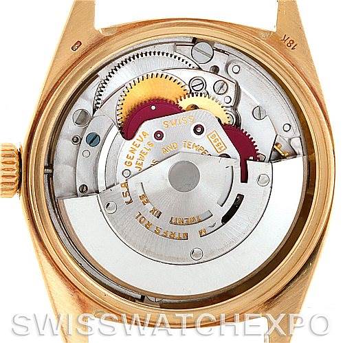 The image shows the internal movement mechanism of the Rolex President 1803 Men's Yellow Gold White Dial 1803 Men's Yellow Gold White Dial model watch, viewed from the case back angle.