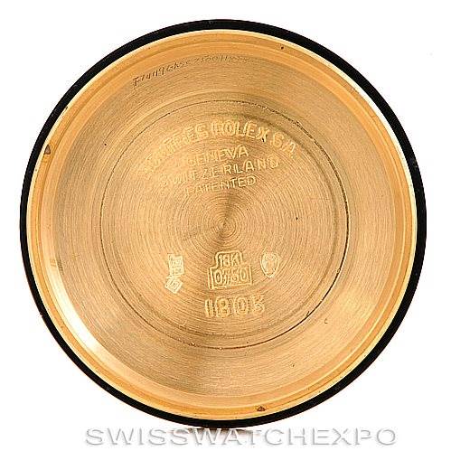 This image shows the inside case back of the President model by Rolex, with engravings indicating manufacturing details.