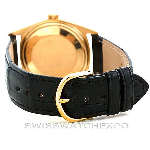 The image shows the back and strap of a Rolex President 1803 Men's Yellow Gold Black Dial 1803 Men's Yellow Gold Black Dial model watch, viewed from the rear side.