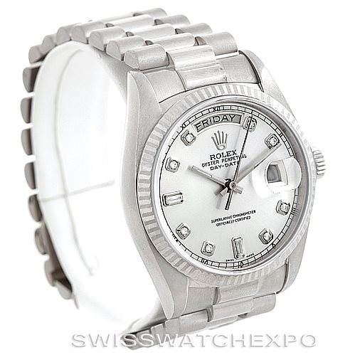Rolex President Mens 18k White Gold Diamond Watch 18039 SwissWatchExpo