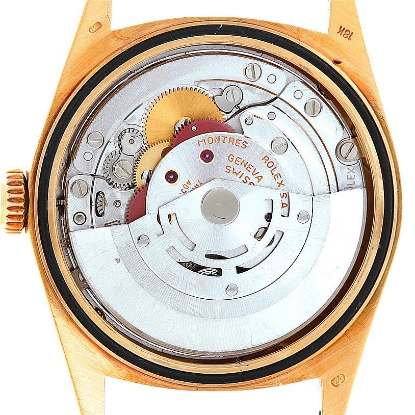 This image shows the internal mechanism of the Rolex President 18238 Men
s Yellow Gold Champagne Dial 18238 Men
s Yellow Gold Champagne Dial model watch from the back.